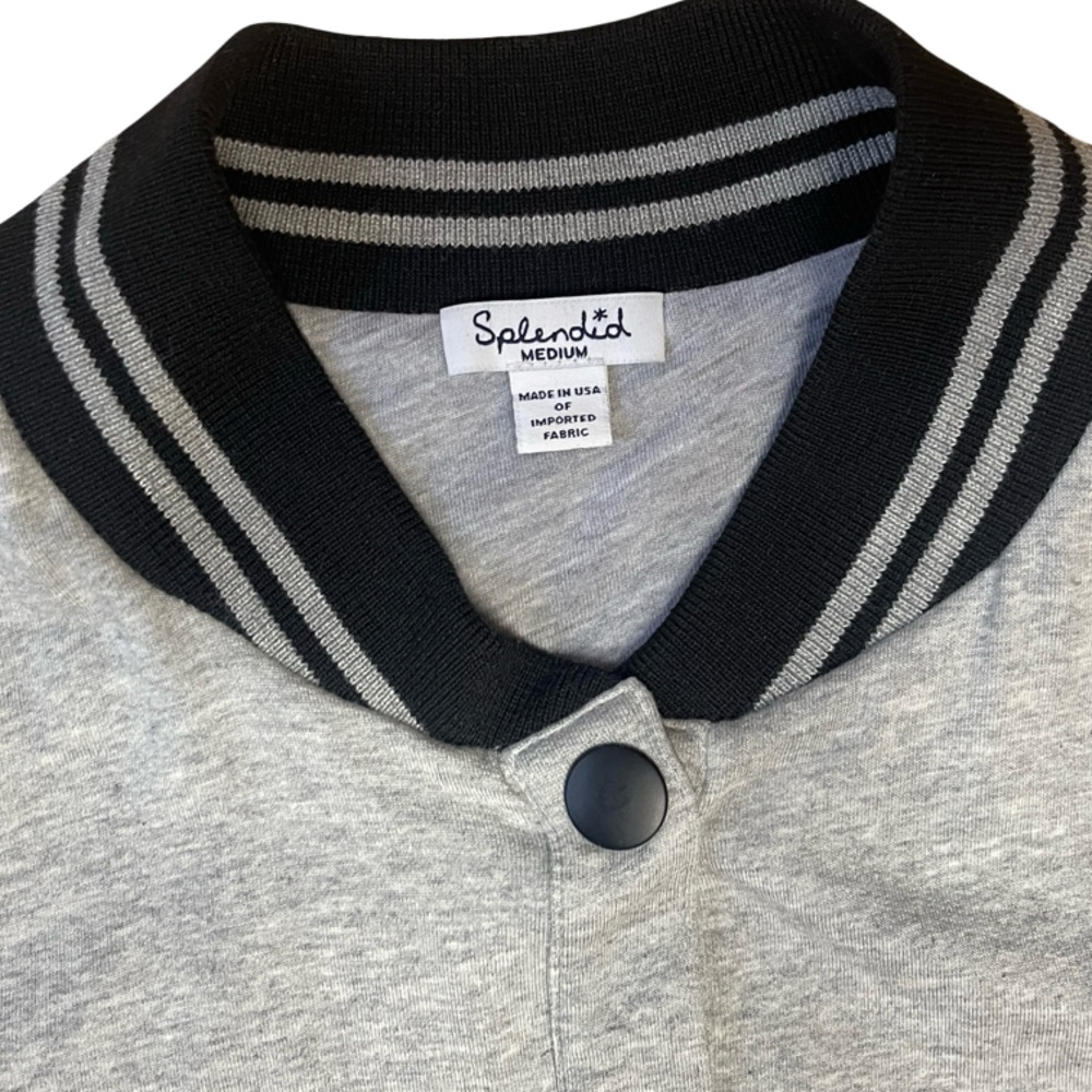 Splendid Varsity Bomber Jacket - Gray, Black, White - Medium - Picture 4 of 10